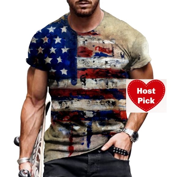 American Flag T-Shirt Patriotic Tee for Men - Picture 1 of 4